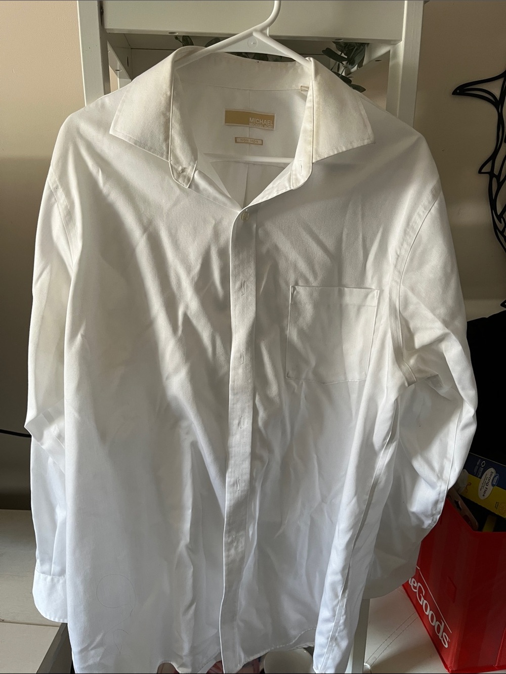 Michael Kors Men's White Button-Down Dress Shirt